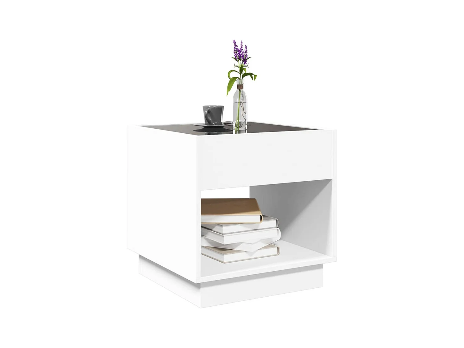Mesa de centro | Mesa de apoio luzes LED Infinity 50x50x50 cm branco