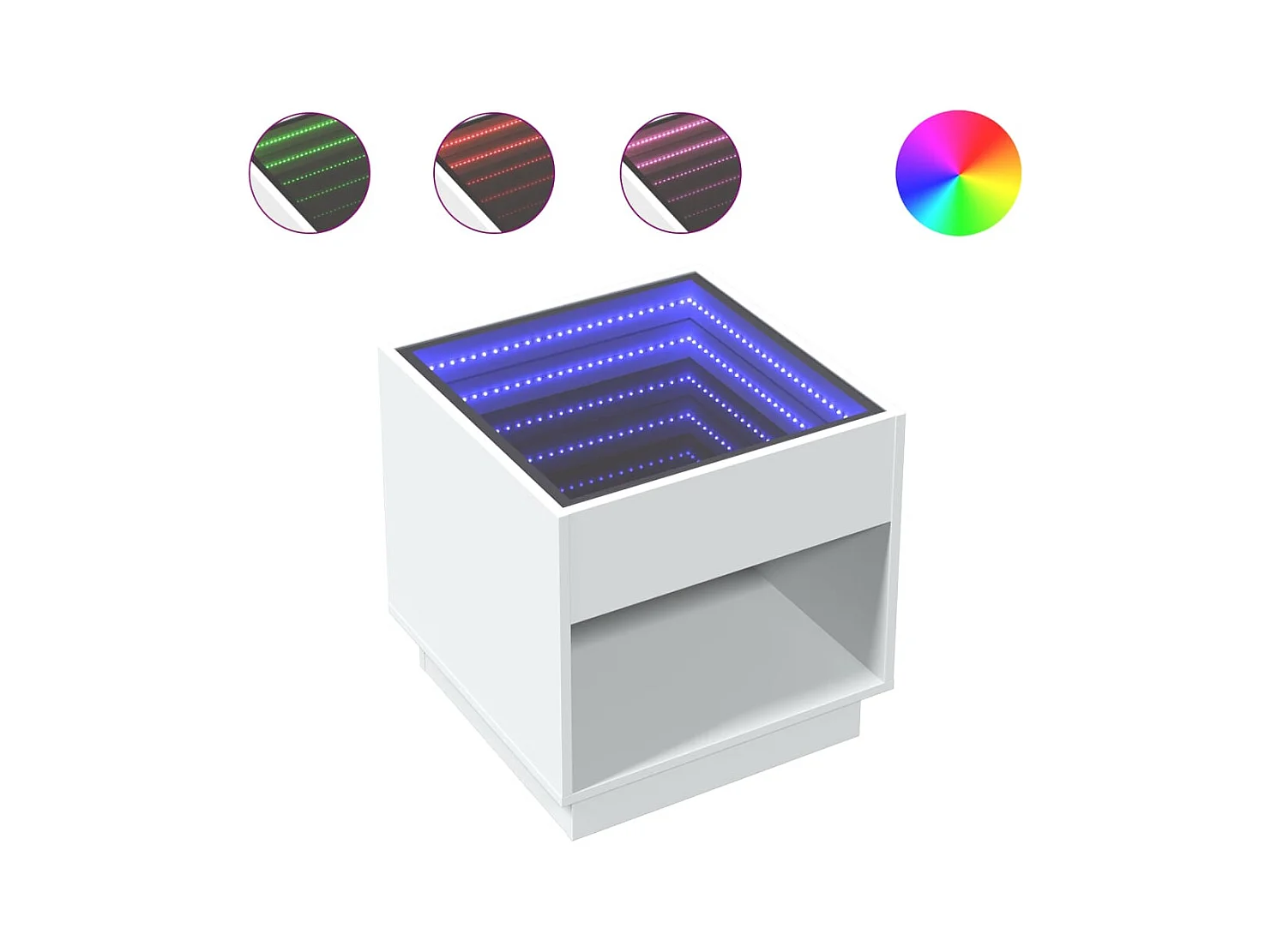 Table basse salon-Table d'appoint avec LED infini blanc 50x50x50 cm SHL35