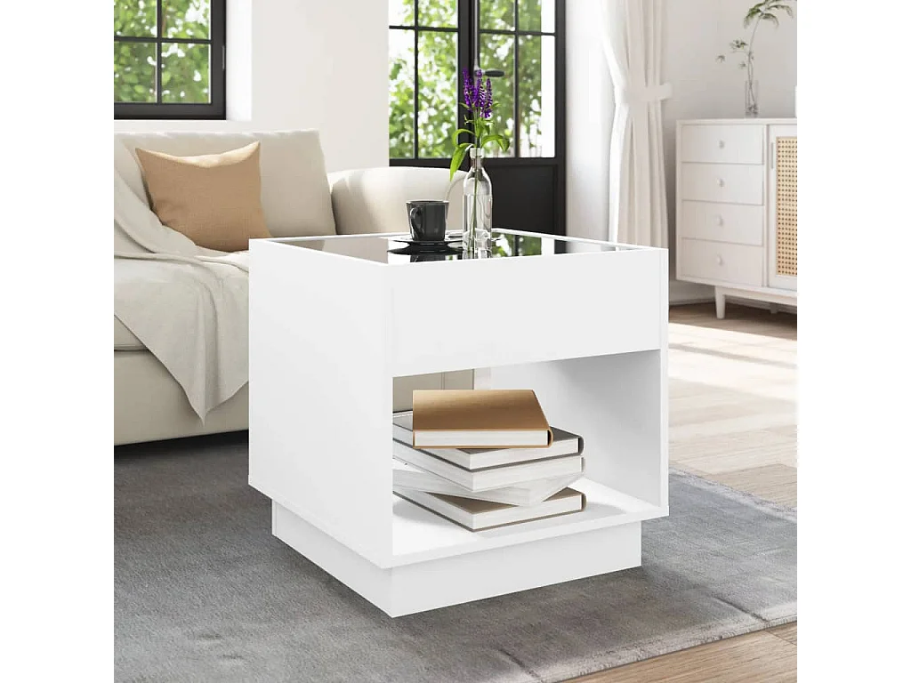Couchtisch mit Infinity-LED | Beistelltische | Sofatisch Weiß 50x50x50 cm SHL1724
