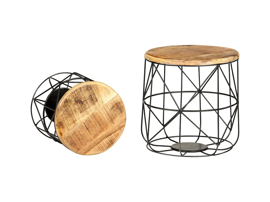 Tables basses ronde 2 pcs Bois solide de manguier SHL80845