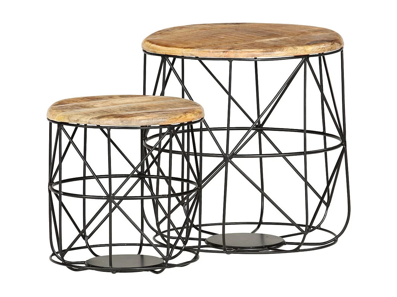 Couchtisch 2er Set-Sofatisch-Beistelltische Massivholz Mango SHL11208