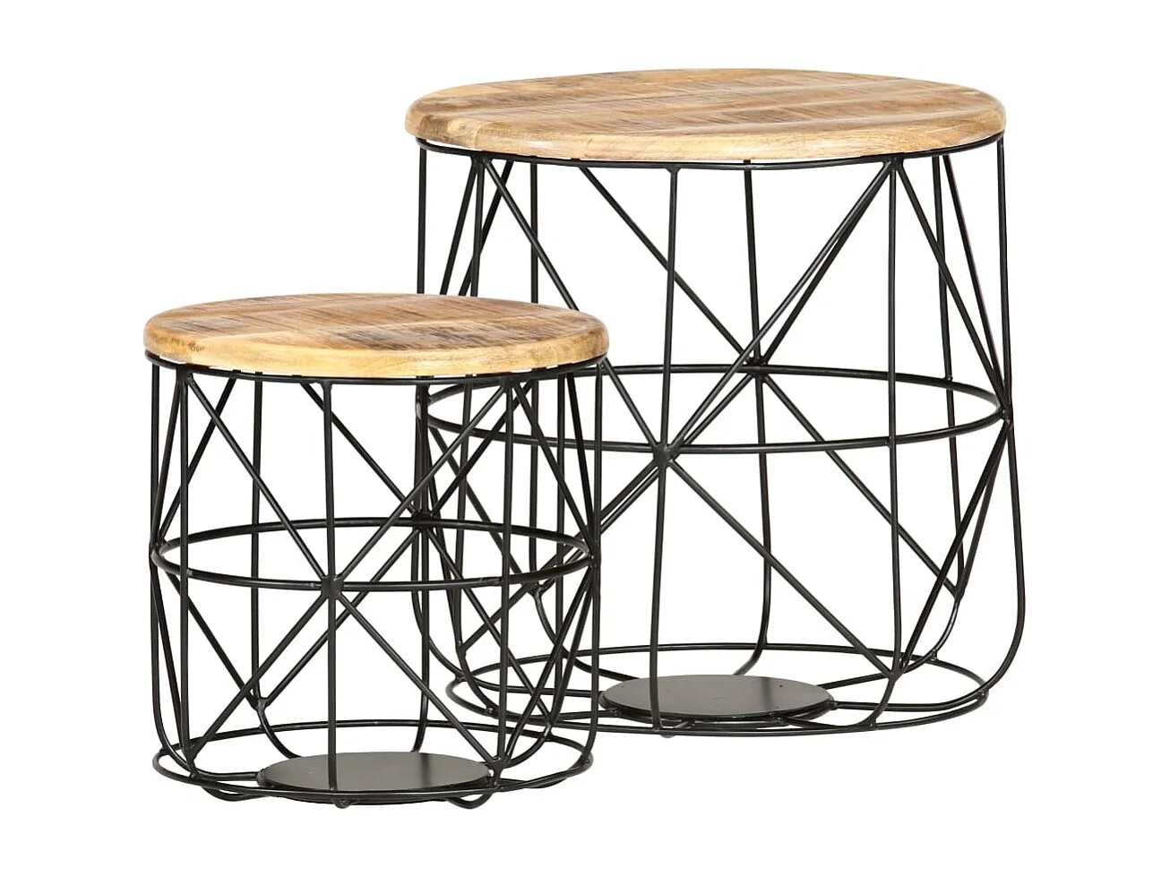 Couchtisch 2er Set-Sofatisch-Beistelltische Massivholz Mango SHL11208