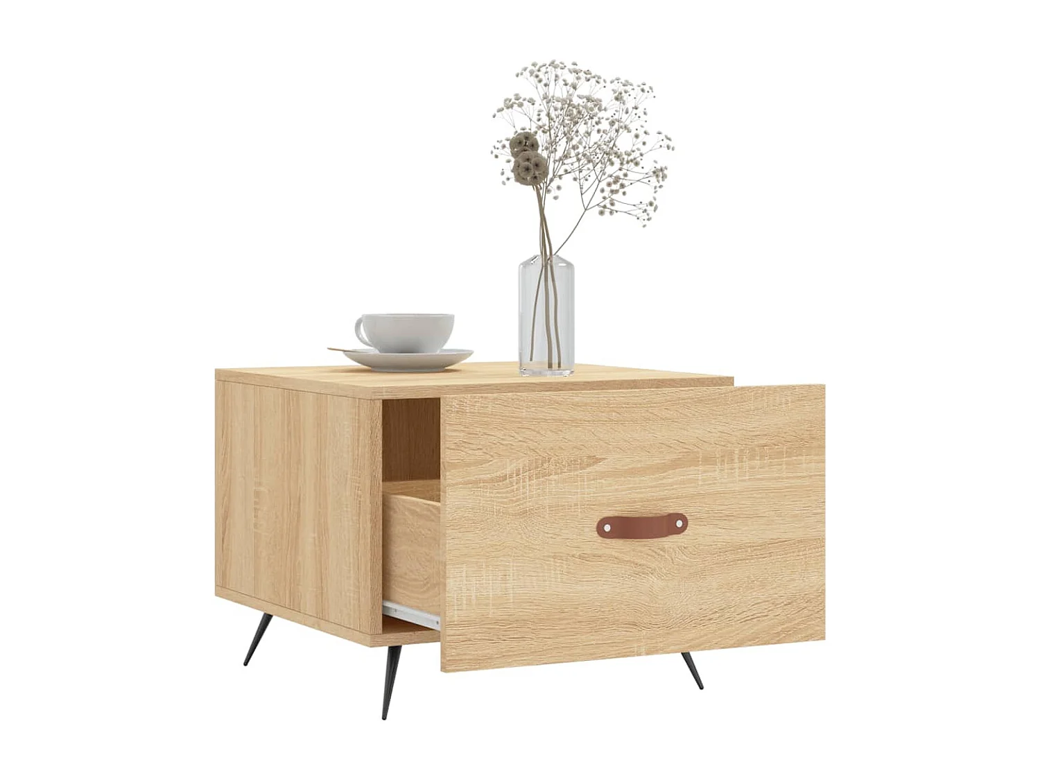 Mesa de centro | Mesa auxiliar madera de ingeniería roble ahumado 55x55x31 cm SHL63762