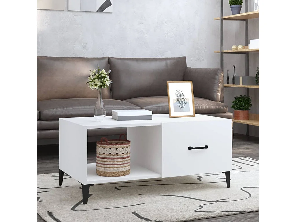 Mesa de centro | Mesa auxiliar giratoria 360 grados roble marrón 50x50x34,5 cm SHL1043