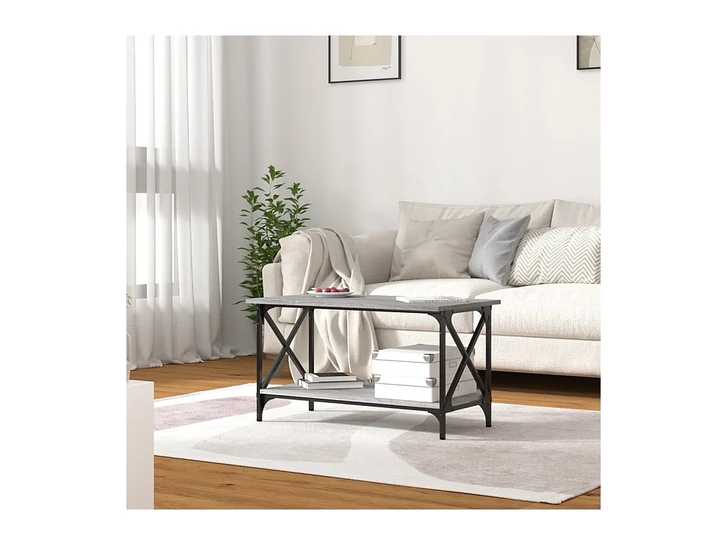 Mesa de centro | Mesa auxiliar madera de ingeniería gris hormigón 90x90x28 cm SHL3797