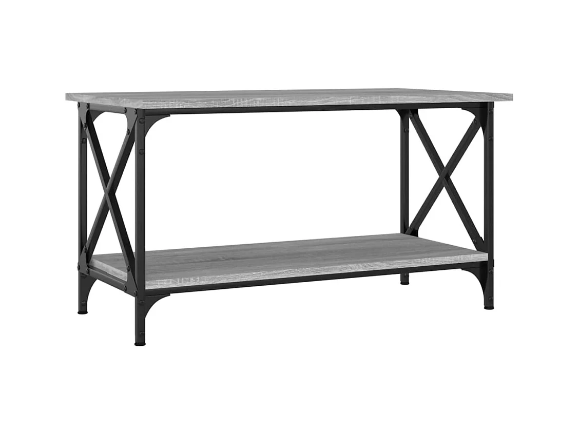 Table basse salon-Table d'appoint Sonoma gris 80x45x45 cm Bois d'ingénierie et fer SHL96507