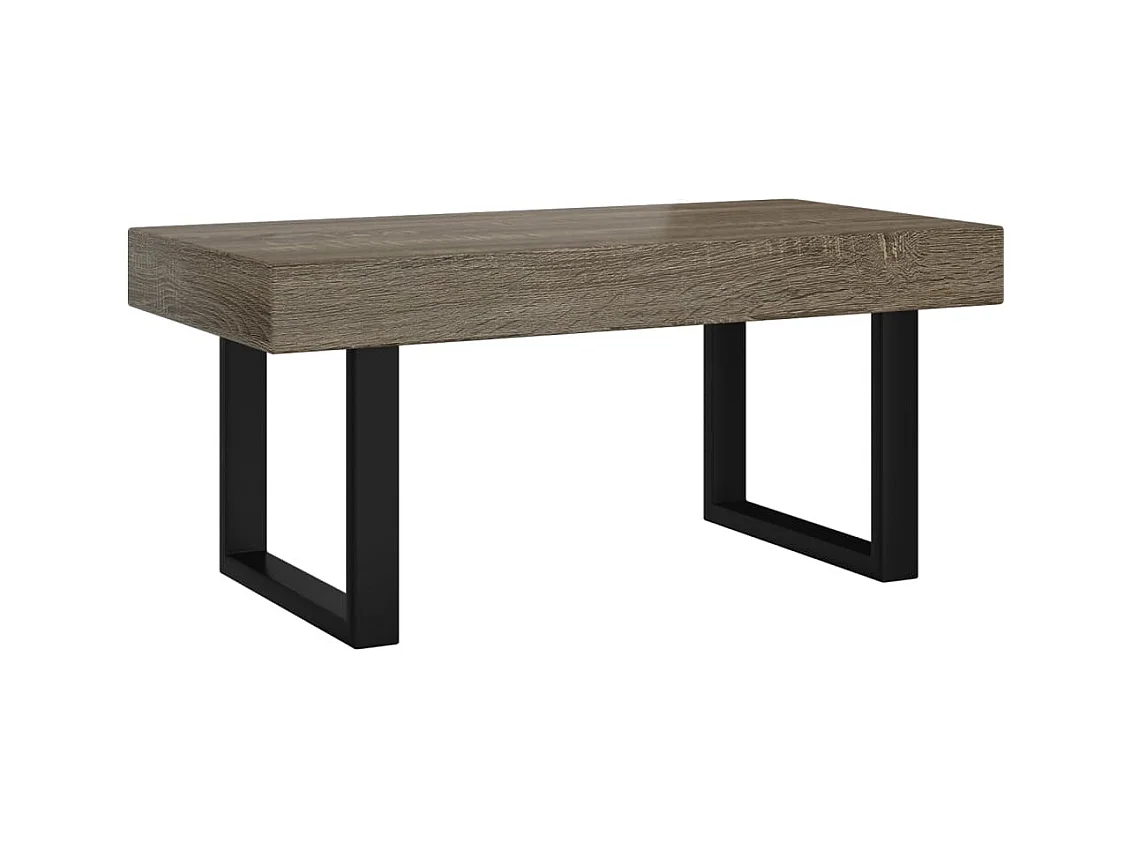 Table basse salon-Table d'appoint Gris et noir 90x45x40 cm MDF et fer SHL45617