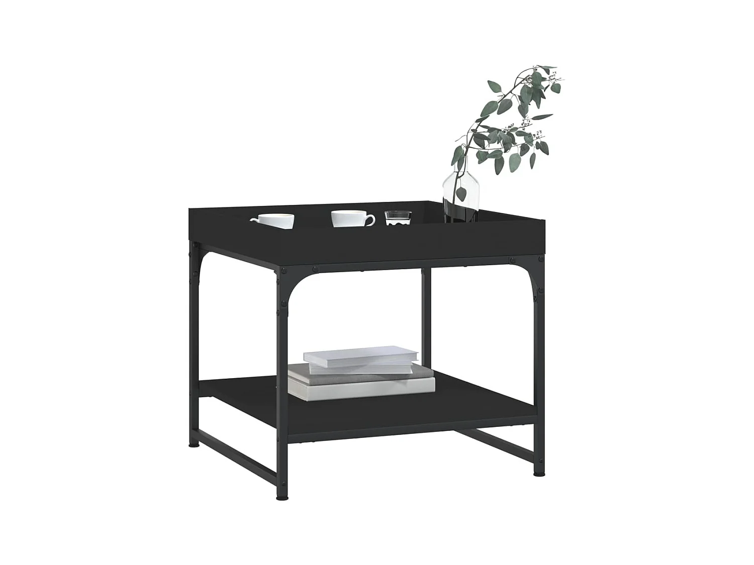 Mesa de centro | Mesa auxiliar y LED madera ingeniería marrón roble 50x50x45 cm SHL2792