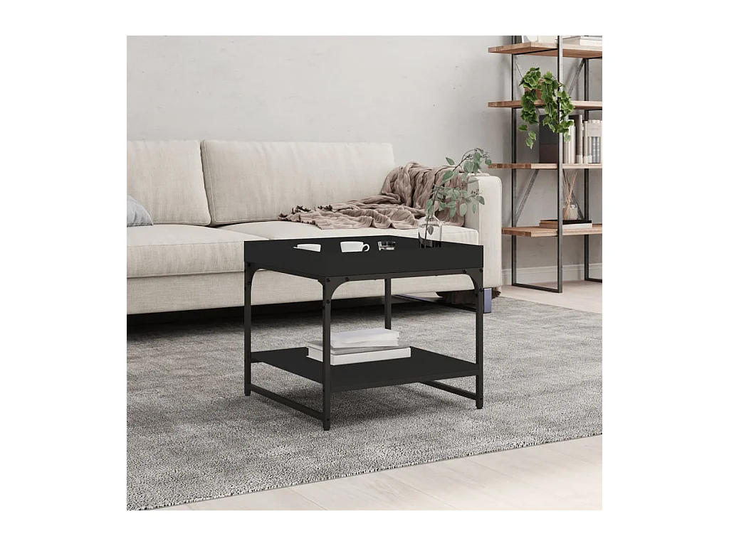 Mesa de centro | Mesa auxiliar y LED madera ingeniería marrón roble 50x50x45 cm SHL2792