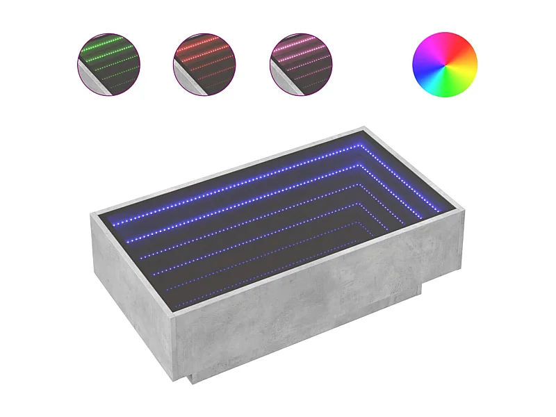 Table basse salon-Table d'appoint avec LED gris béton 90x50x30 cm bois d'ingénierie SHL71427