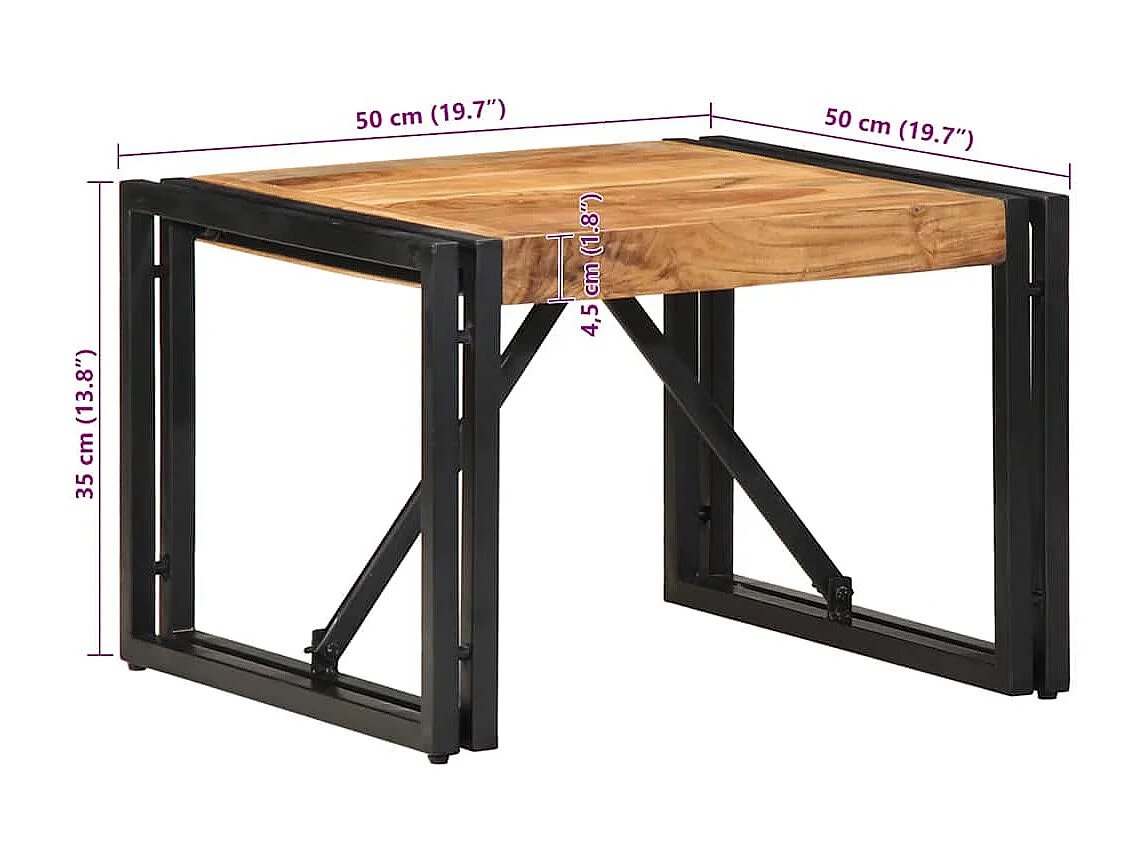 Couchtisch-Wohnzimmertisch-Beistelltische 50x50x35 cm Massivholz Akazie SHL4772