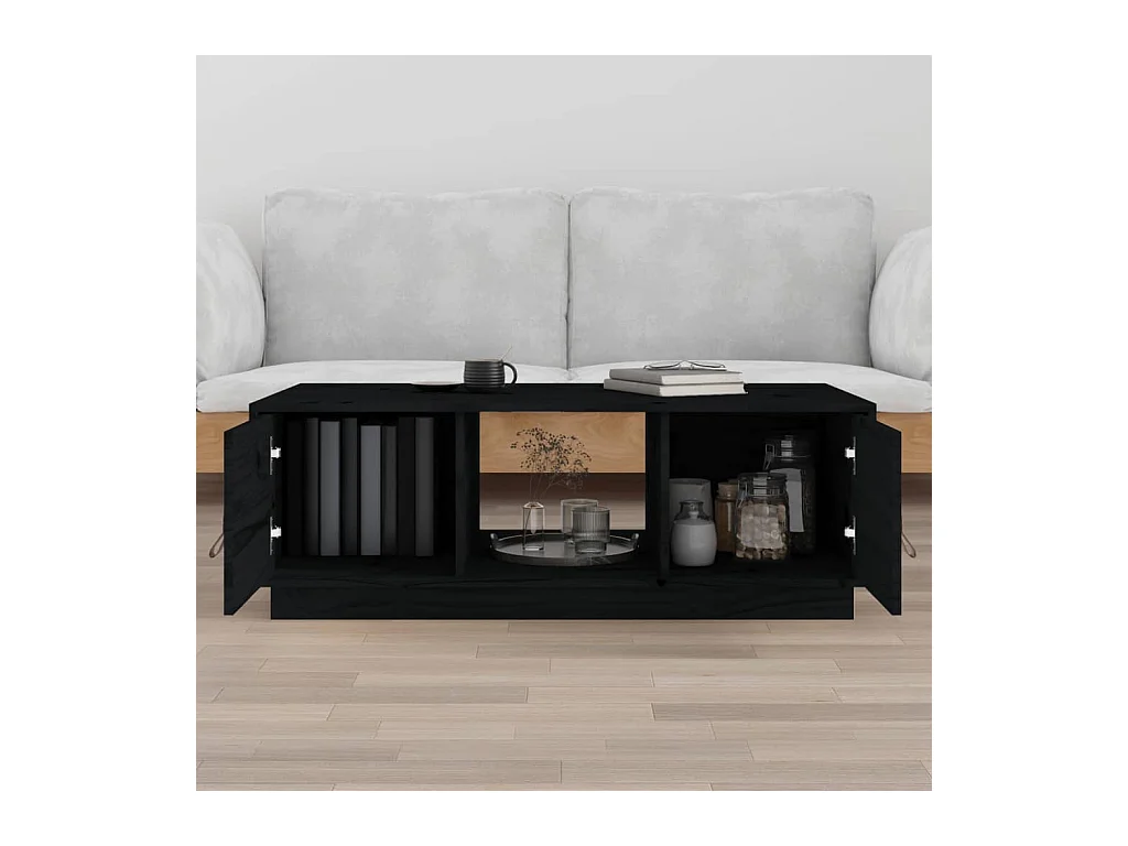 Mesa de centro | Mesa auxiliar madera contrachapada negro 90x50x40 cm SHL2435