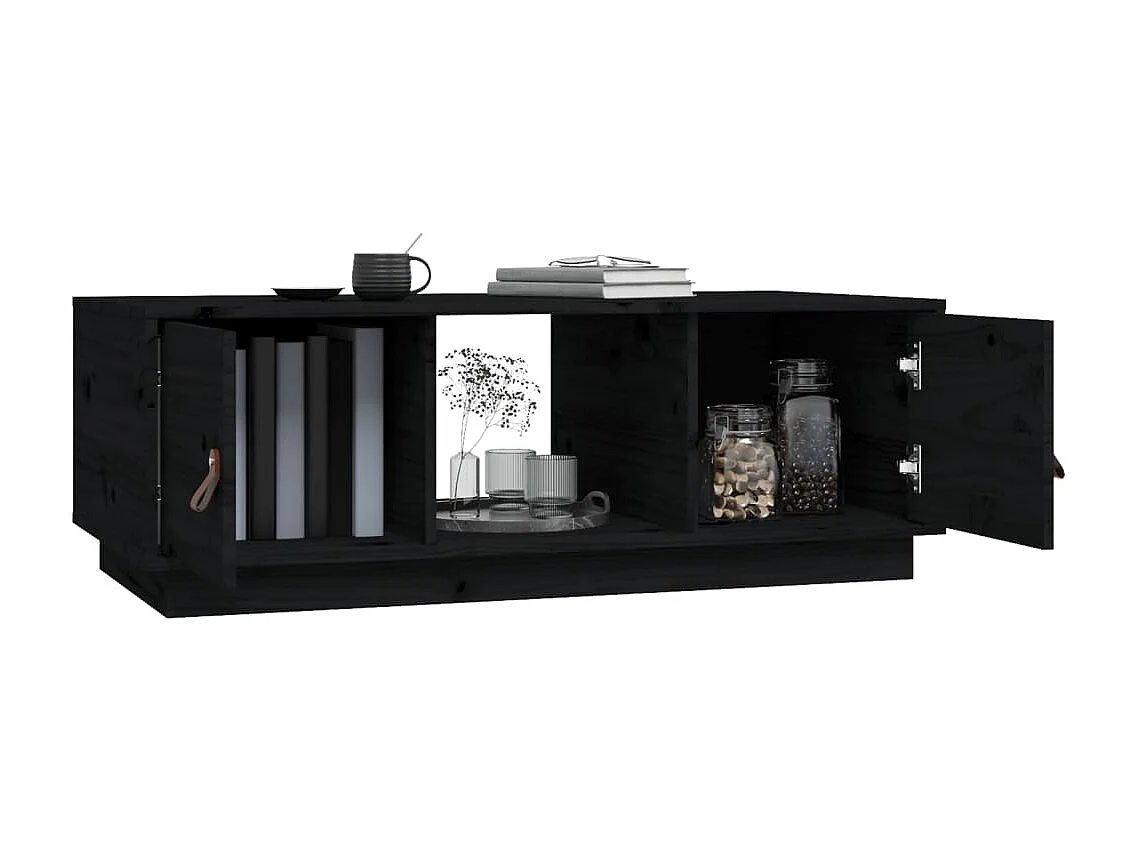 Mesa de centro | Mesa auxiliar madera contrachapada negro 90x50x40 cm SHL2435