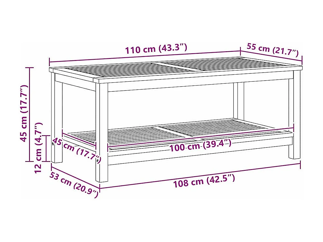 Couchtisch-Wohnzimmertisch-Beistelltische Braun 70x40x45 cm Akazie Massivholz SHL57477
