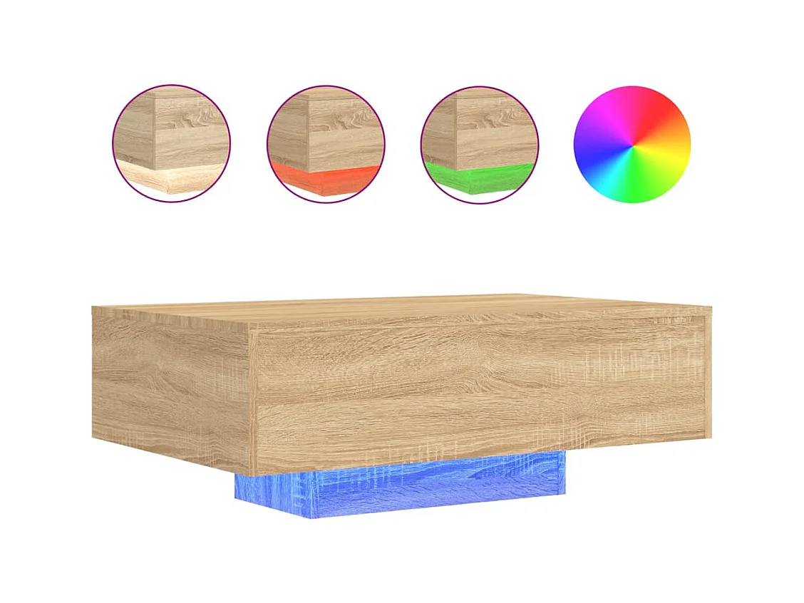 Table basse avec lumières LED chêne sonoma 85x55x31 cm SHL25659