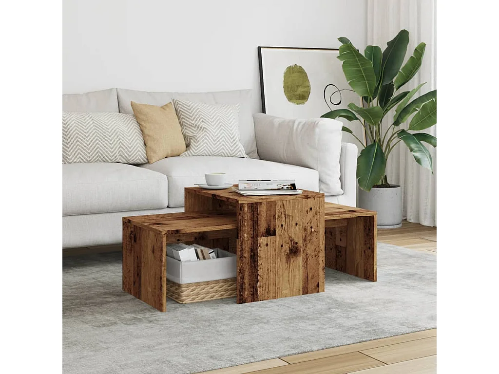 Couchtisch-Wohnzimmertisch-Beistelltische Altholz-Optik 100x48x40 cm Holzwerkstoff SHL9412