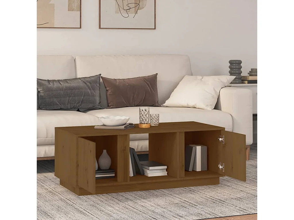 Couchtisch-Sofatisch-Beistelltische Honigbraun 110x50x40 cm Massivholz Kiefer SHL93037