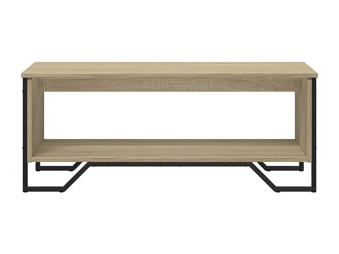 Mesa de centro-Mesa auxiliar madera maciza de mango negro marrón 100x54x40 cm SHL3482