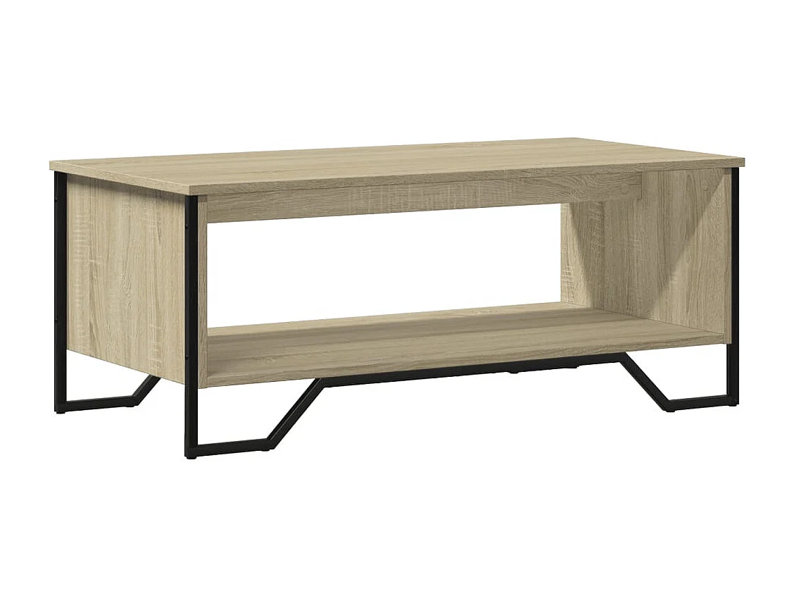 Mesa de centro-Mesa auxiliar madera maciza de mango negro marrón 100x54x40 cm SHL3482