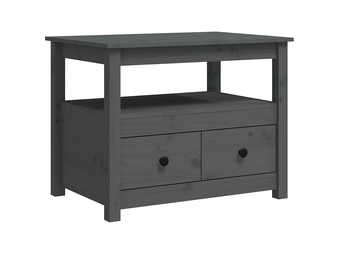 Table basse salon-Table d'appoint Gris 71x49x55 cm Bois massif de pin SHL60402