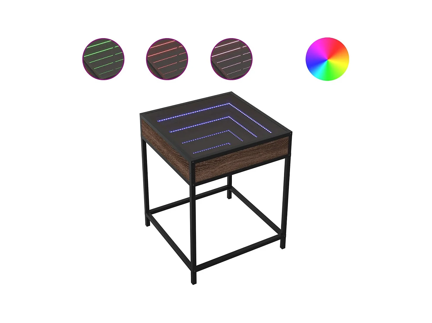 Table basse salon-Table d'appoint avec LED Infinity chêne marron 40x40x51 cm SHL42220