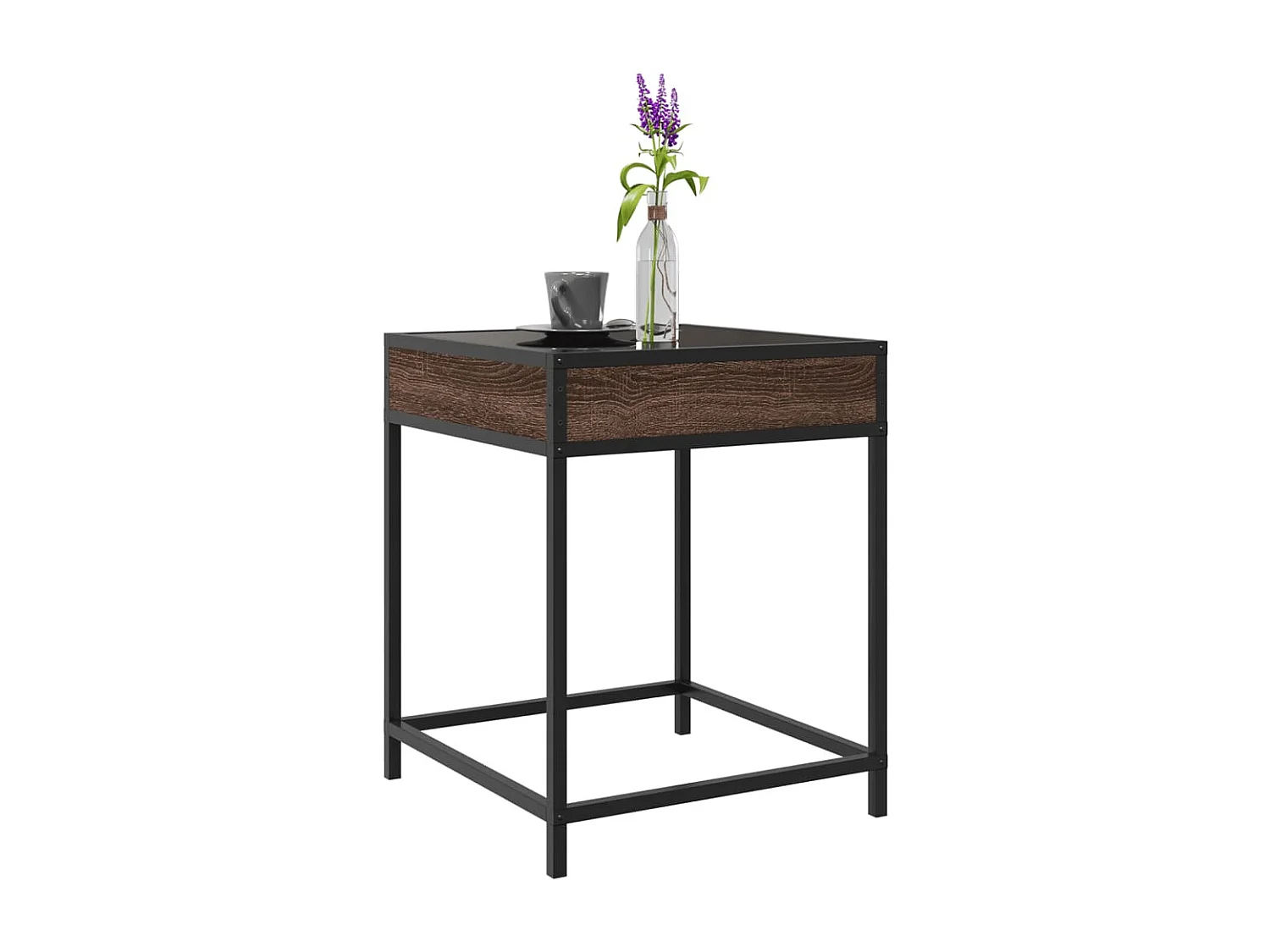 Table basse salon-Table d'appoint avec LED Infinity chêne marron 40x40x51 cm SHL42220