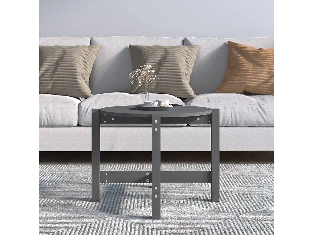 Table basse salon-Table d'appoint Gris Ø 62,5x45 cm Bois massif de pin SHL29530