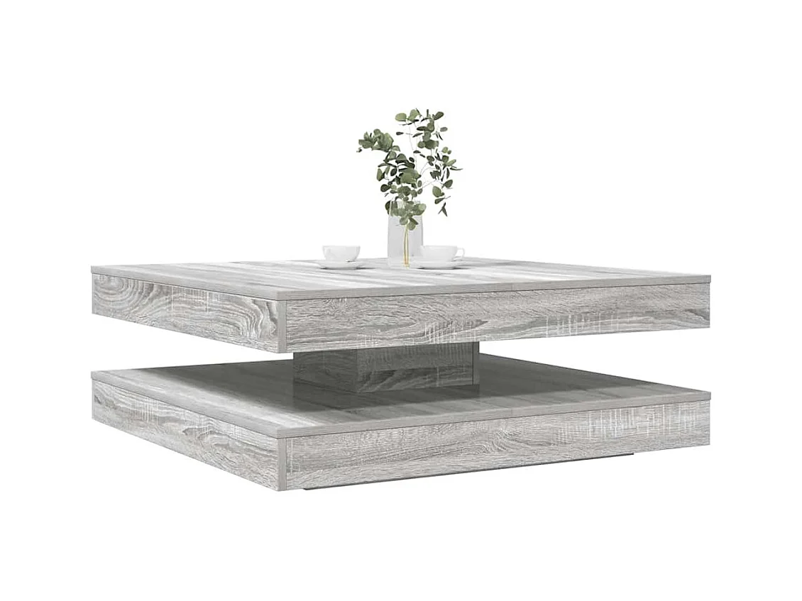 Mesa de centro | Mesa de apoio rotativa a 360 graus 90x90x34.5 cm sonoma cinza