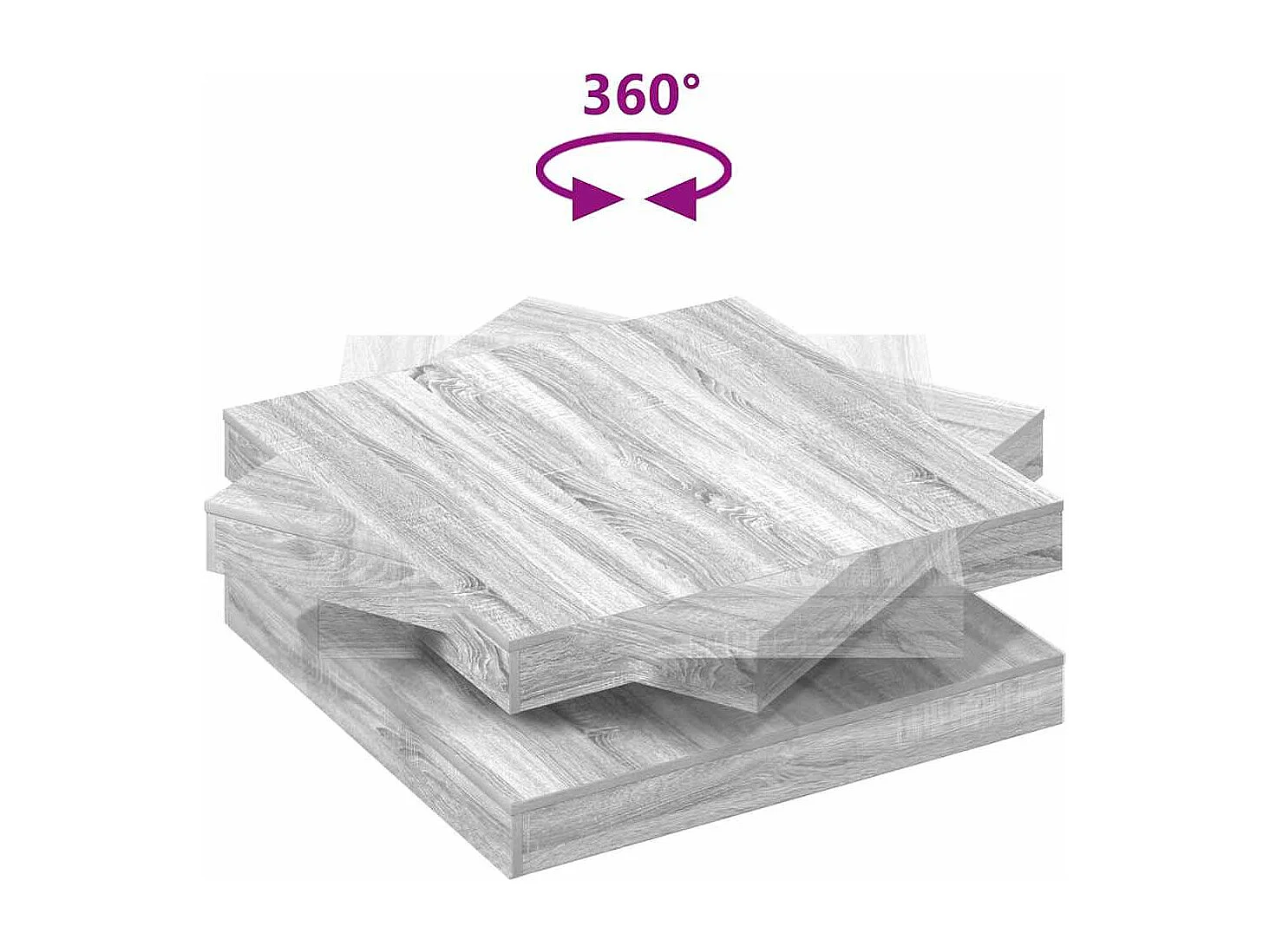 Mesa de centro | Mesa de apoio rotativa a 360 graus 90x90x34.5 cm sonoma cinza