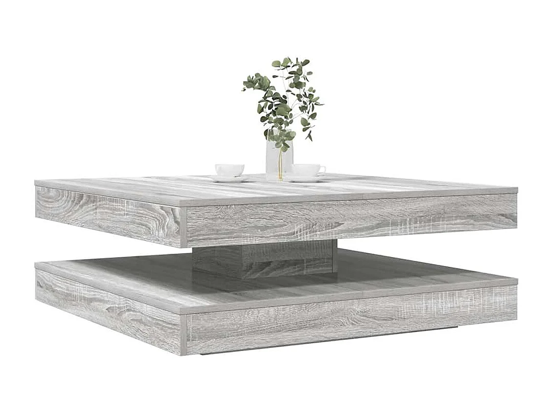 Table basse salon-Table d'appoint rotative à 360 degrés sonoma gris 90x90x34,5 cm SHL47134