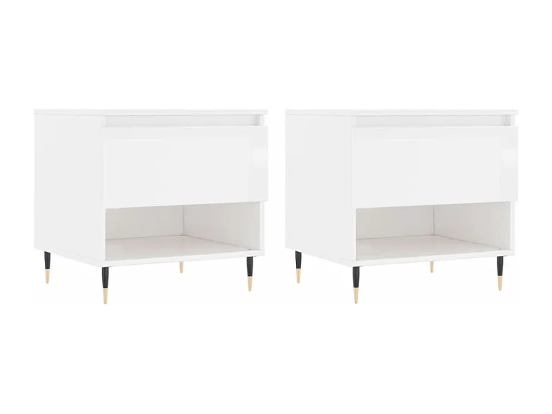 Lot de 2 Tables basses-Tables d'appoint blanc brillant 50x46x50cm bois d'ingénierie SHL22752