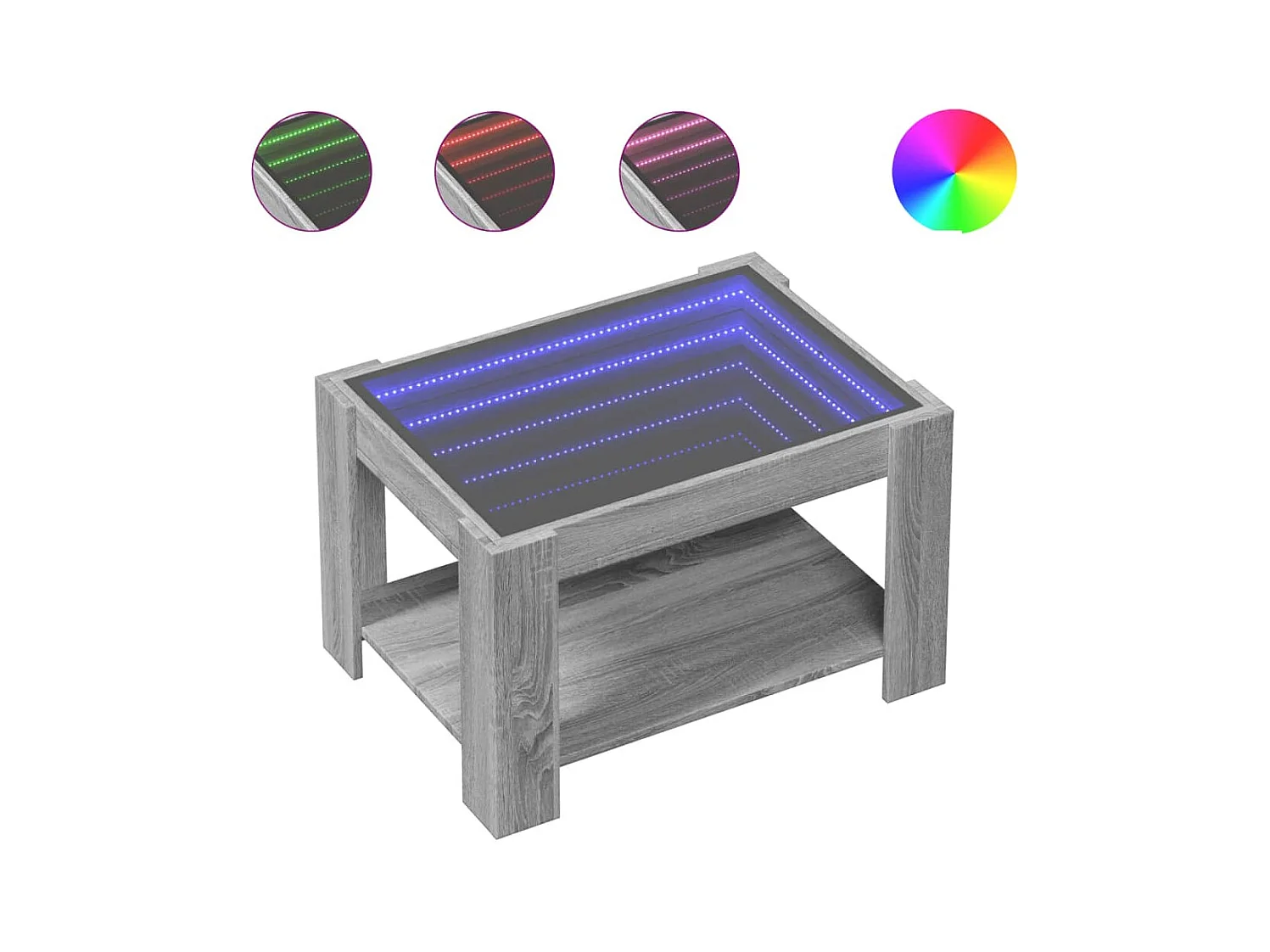 Table basse salon-Table d'appoint avec LED sonoma gris 73x53x45 cm bois d'ingénierie SHL80186