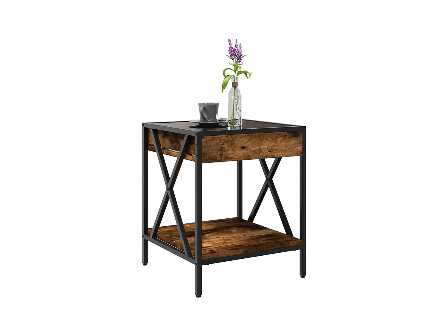 Mesa de centro-Mesa auxiliar madera de ingeniería roble ahumado 102x55x43 cm SHL680098