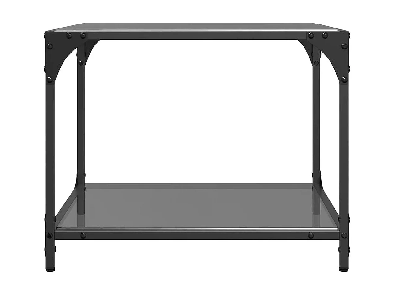 Couchtisch 2er Set-Sofatisch-Beistelltische mit Glasplatte Schwarz 50x50x40 cm Stahl SHL80387