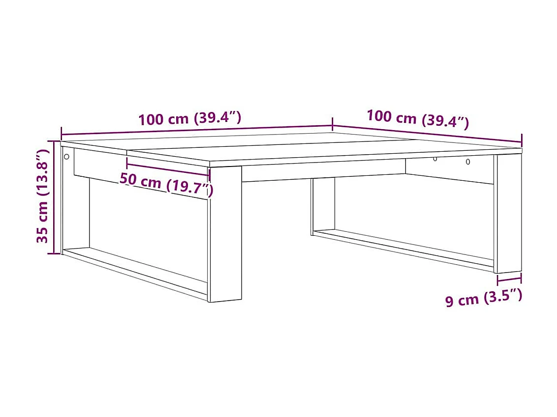 Couchtisch-Beistelltische-Sofatisch Schwarz Eichen-Optik 100x100x35 cm Holzwerkstoff SHL4863