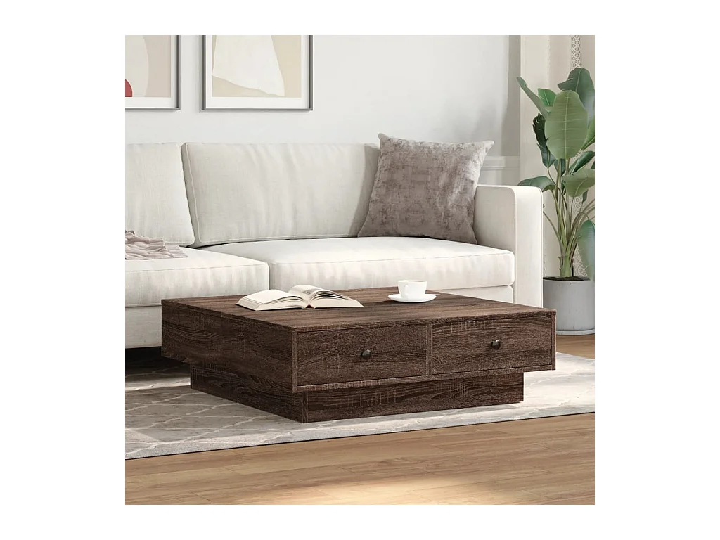 Table basse salon-Table d'appoint Chêne marron 90x90x28 cm Bois d'ingénierie SHL53735