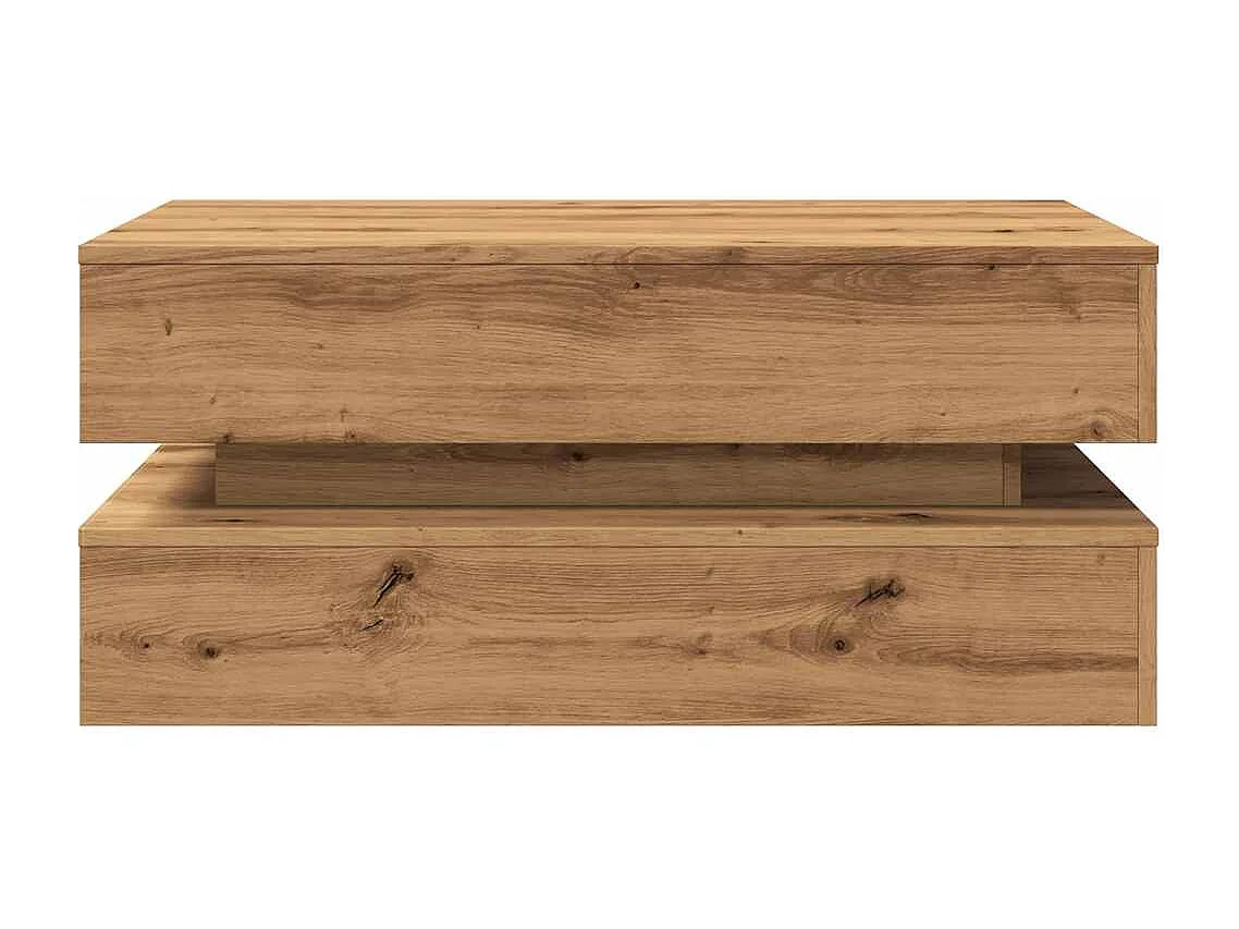 Tavolino da Salotto-Tavolino Basso con Luci LED Rovere Artigianale 90x50x40 cm SHL30484