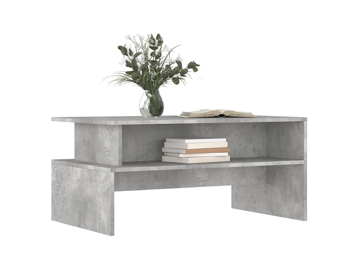 Table basse salon-Table d'appoint gris béton 90x55x42,5 cm bois d'ingénierie SHL50015