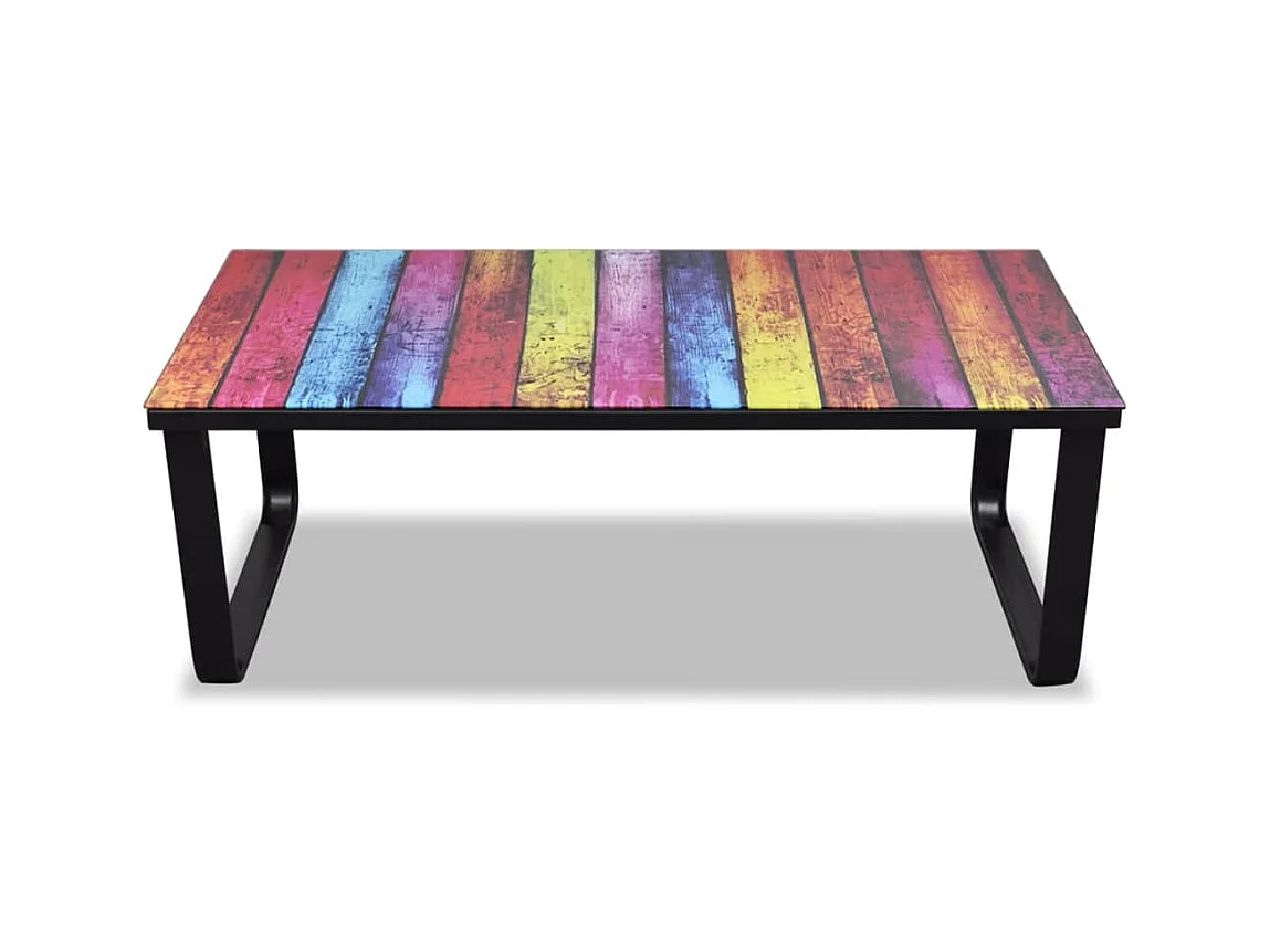 Table basse salon-Table d'appoint avec impression d'arc-en-ciel Dessus en verre SHL65032