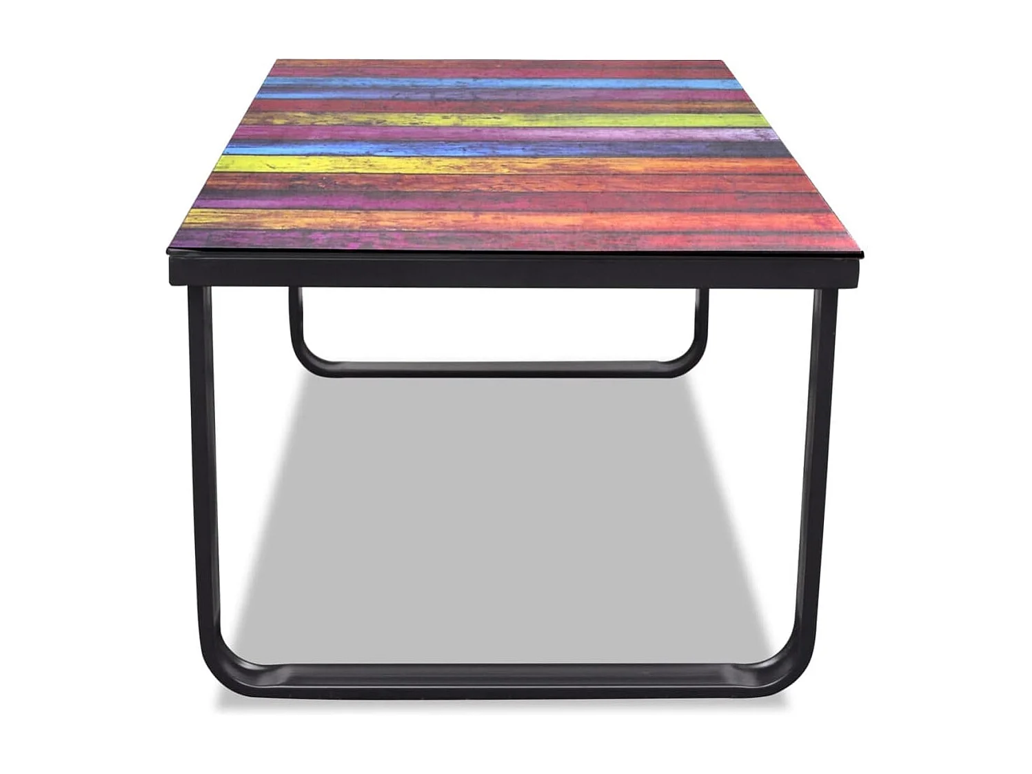Couchtisch-Beistelltisch-Sofatisch mit Glasplatte Regenbogen-Aufdruck SHL51154