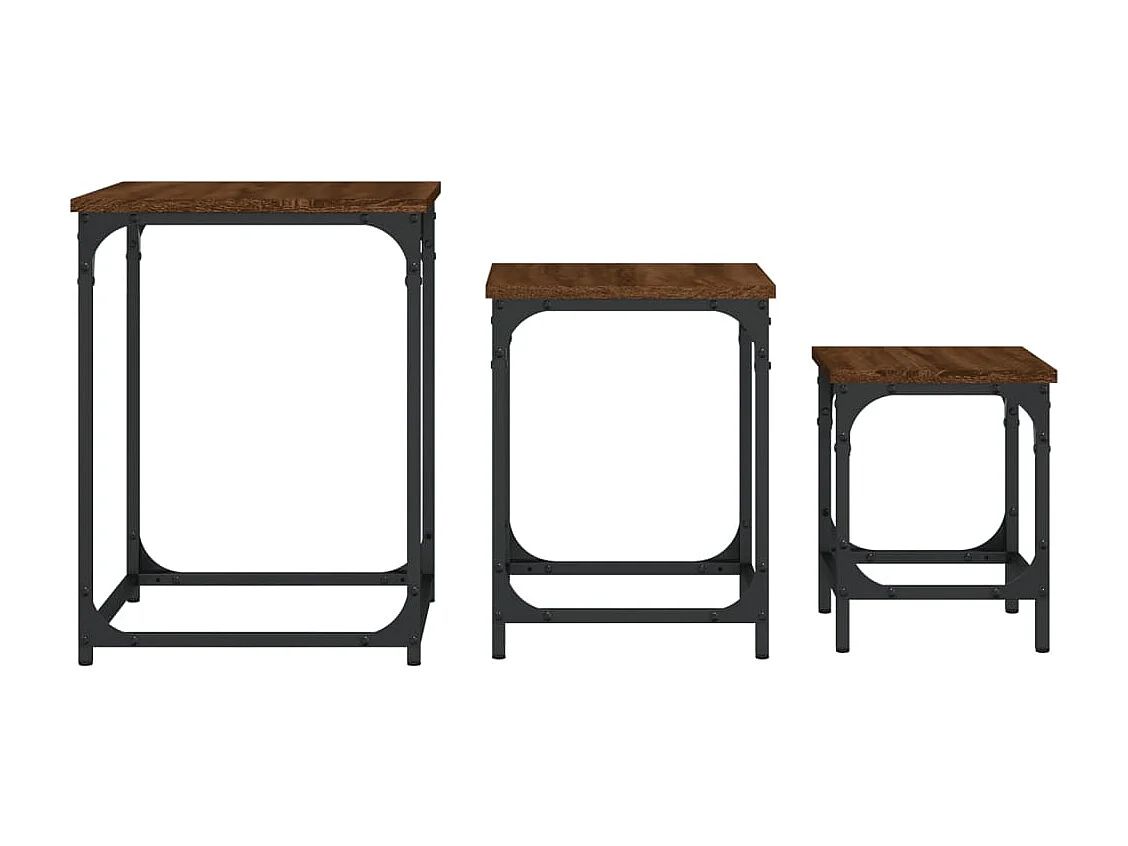 Tables basses gigognes 3 pièces chêne marron Design élégant bois d'ingénierie SHL94383