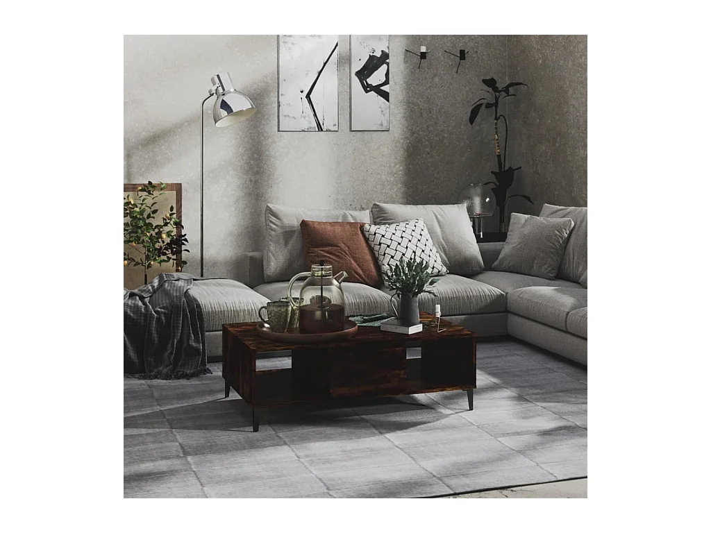 Mesa de centro | Mesa auxiliar madera contrachapada blanco brillo 60x50x36,5 cm SHL4022