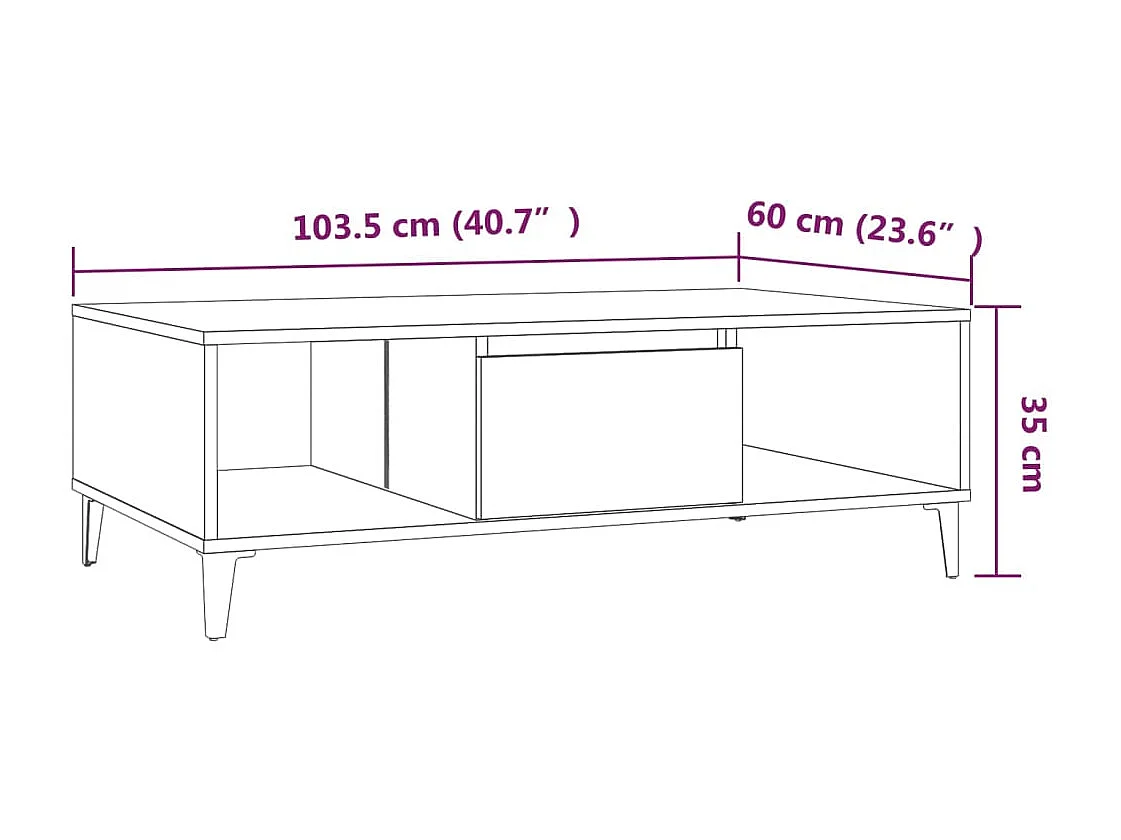 Table basse salon-Table d'appoint chêne fumé 103,5x60x35 cm bois d'ingénierie SHL44598
