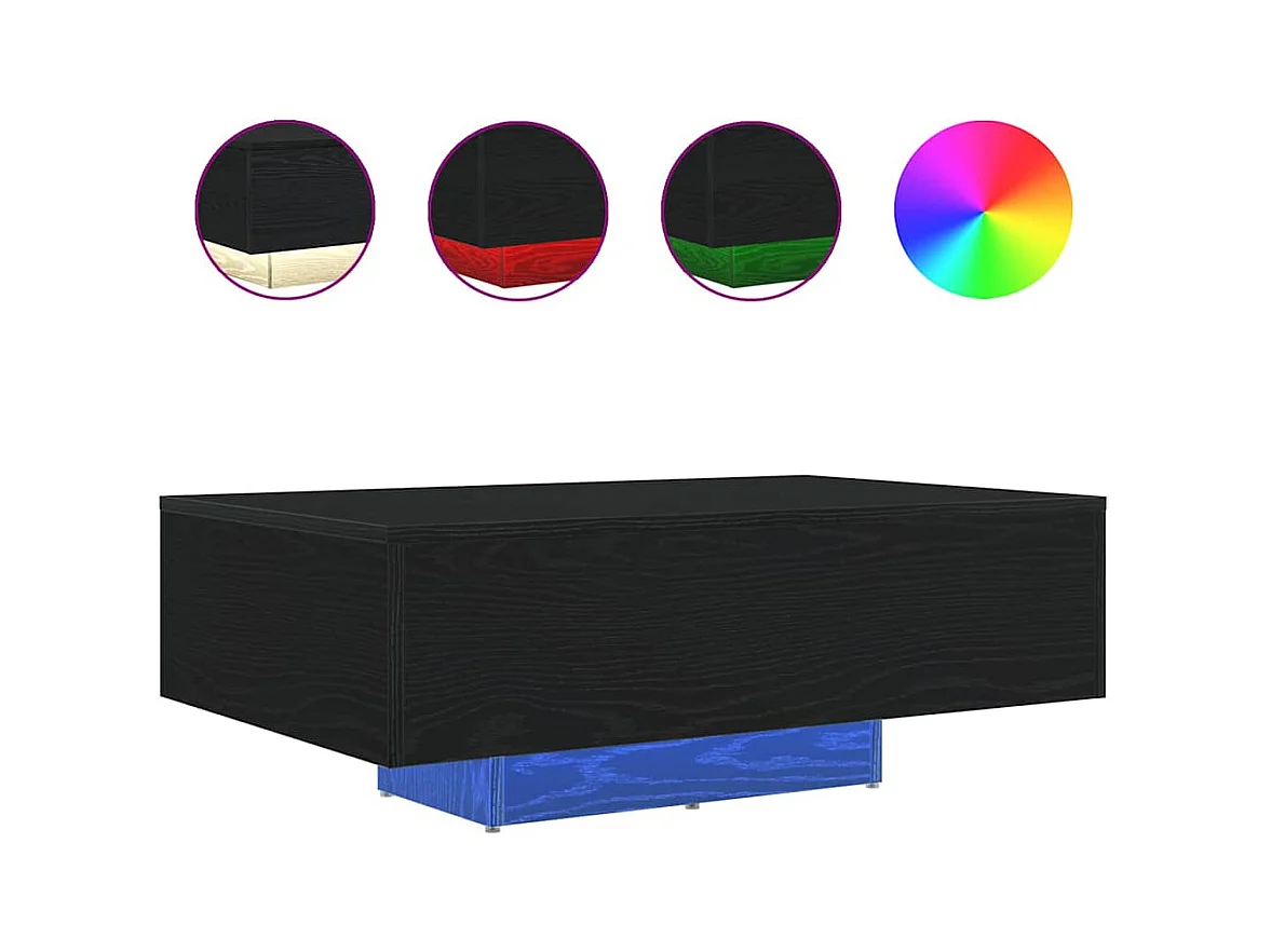 Table basse salon-Table d'appoint avec lumières LED Chêne noir 85x55x31 cm SHL88482