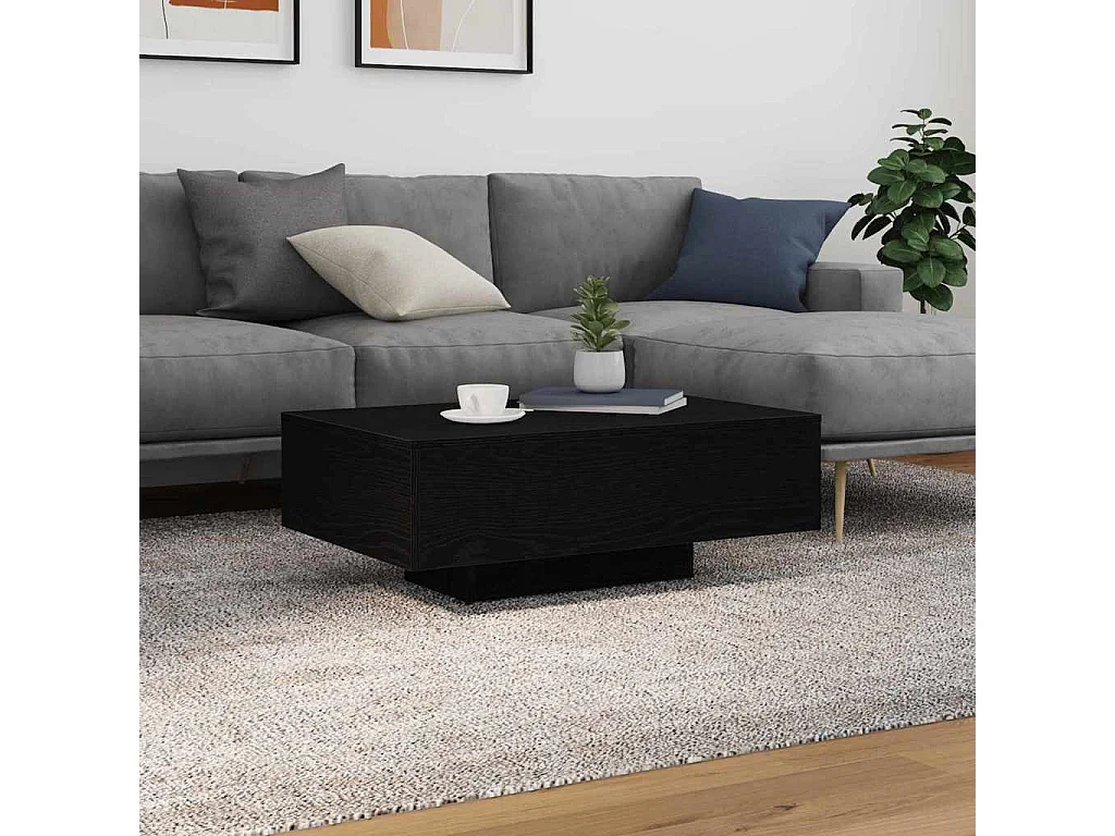 Salontafel | Woonkamertafel | Bijzettafel Zwart eiken 85 x 55 x 31 cm Bewerkt hout