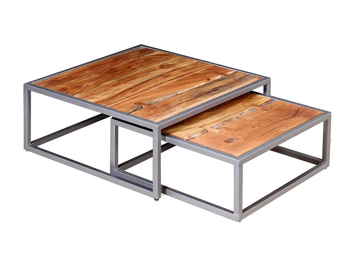 Couchtisch 2er Set-Beistelltisch Massivholz Akazie SHL11412