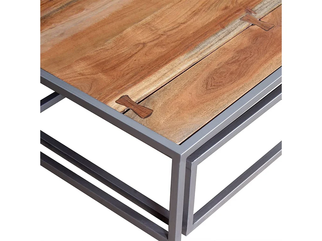 Couchtisch 2er Set-Beistelltisch Massivholz Akazie SHL11412