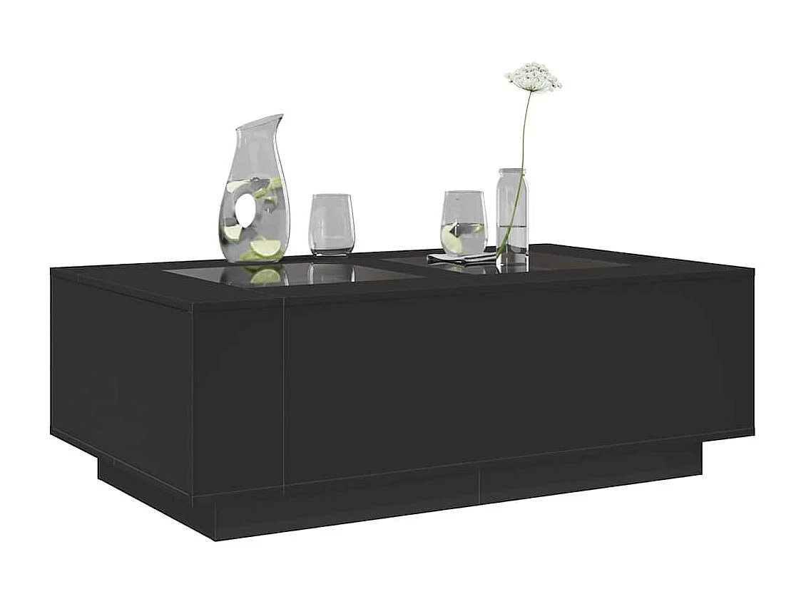 Couchtisch-Wohnzimmertisch-Beistelltische mit Infinity-LED Schwarz 116x69x40 cm SHL93378