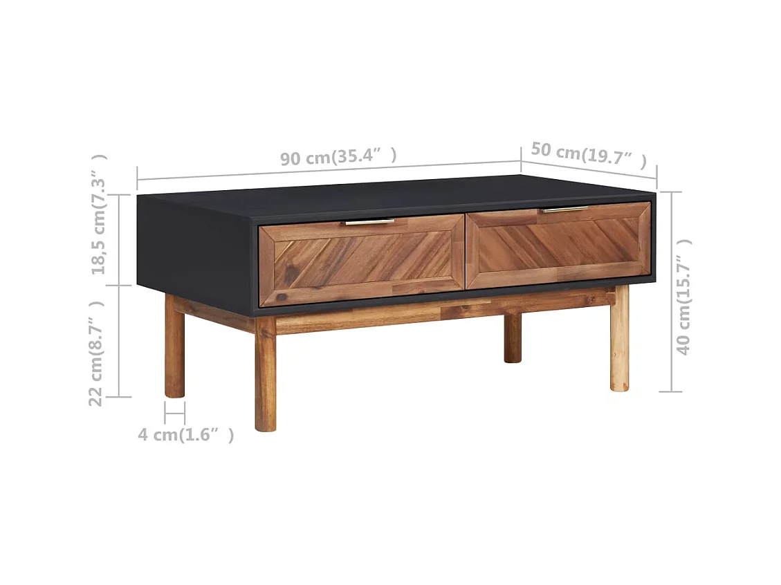 Mesa de centro | Mesa de café | Mesa auxiliar Roble negro 100x50x40 cm Madera contrachapada SHL2179