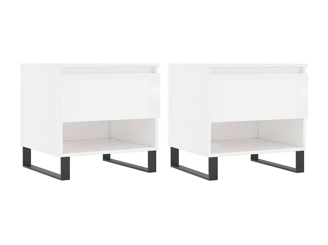 Lot de 2 Tables basses-Tables d'appoint blanc brillant 50x46x50cm bois d'ingénierie SHL24705